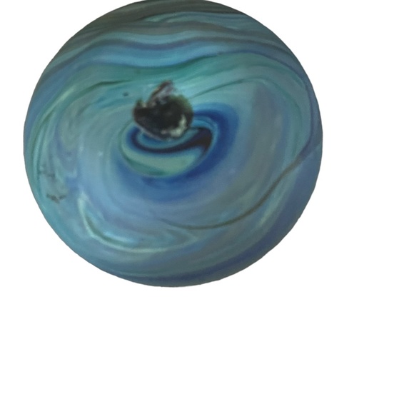 Blue Marbled Hand Blown Glass Bud Vase 6" - Picture 6 of 6
